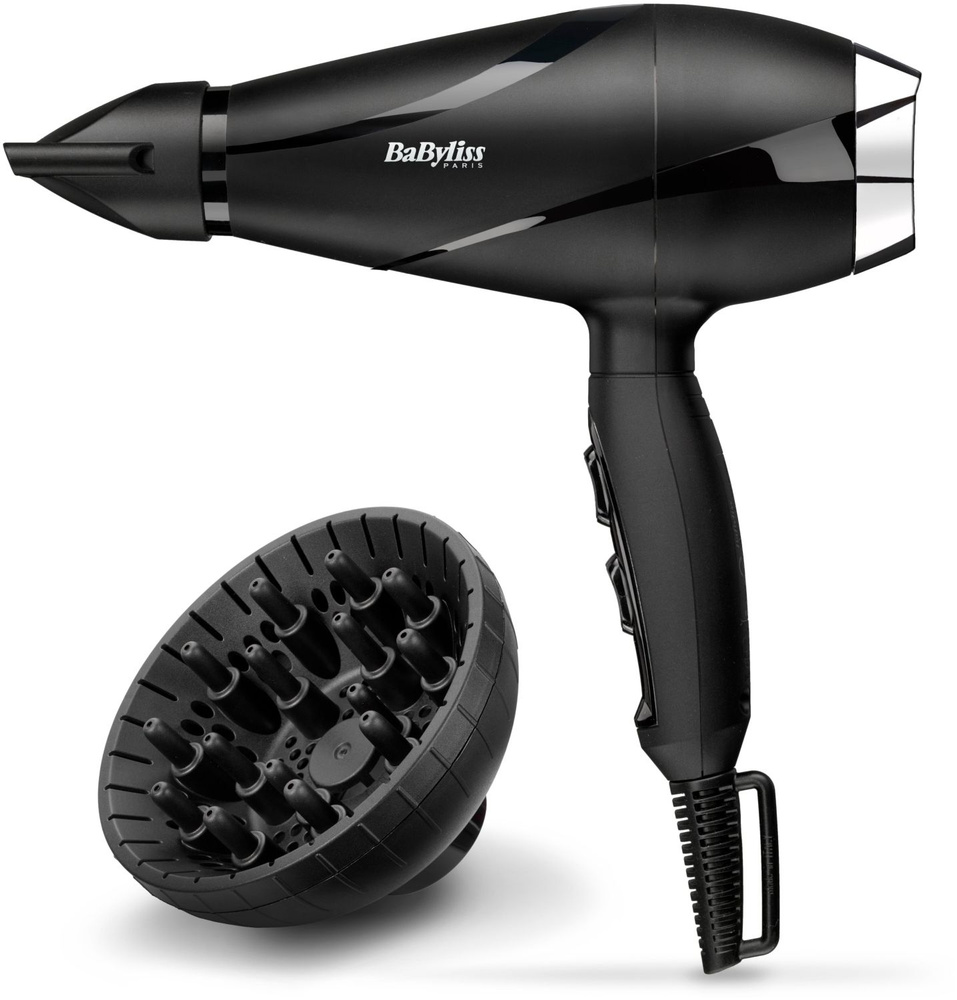 BaByliss Фен для волос 6713DE 2200 Вт, скоростей 2, кол-во насадок 2, черный, серебристый  #1