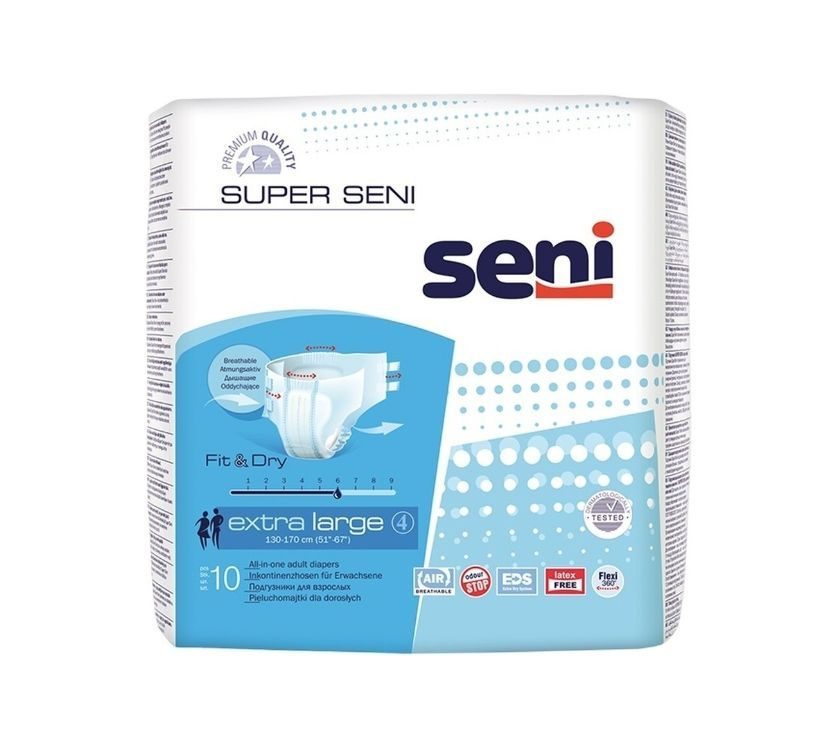 Подгузники Seni Супер air EDS для взрослых 4 Extra Large (130-170см) 6 капель, 10 шт  #1