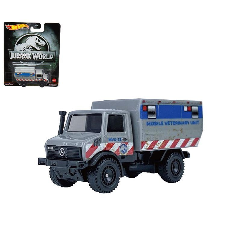 Машинка Hot Wheels коллекционная (оригинал) Jurassic World BENZ UNIMOG U 1300 L  #1