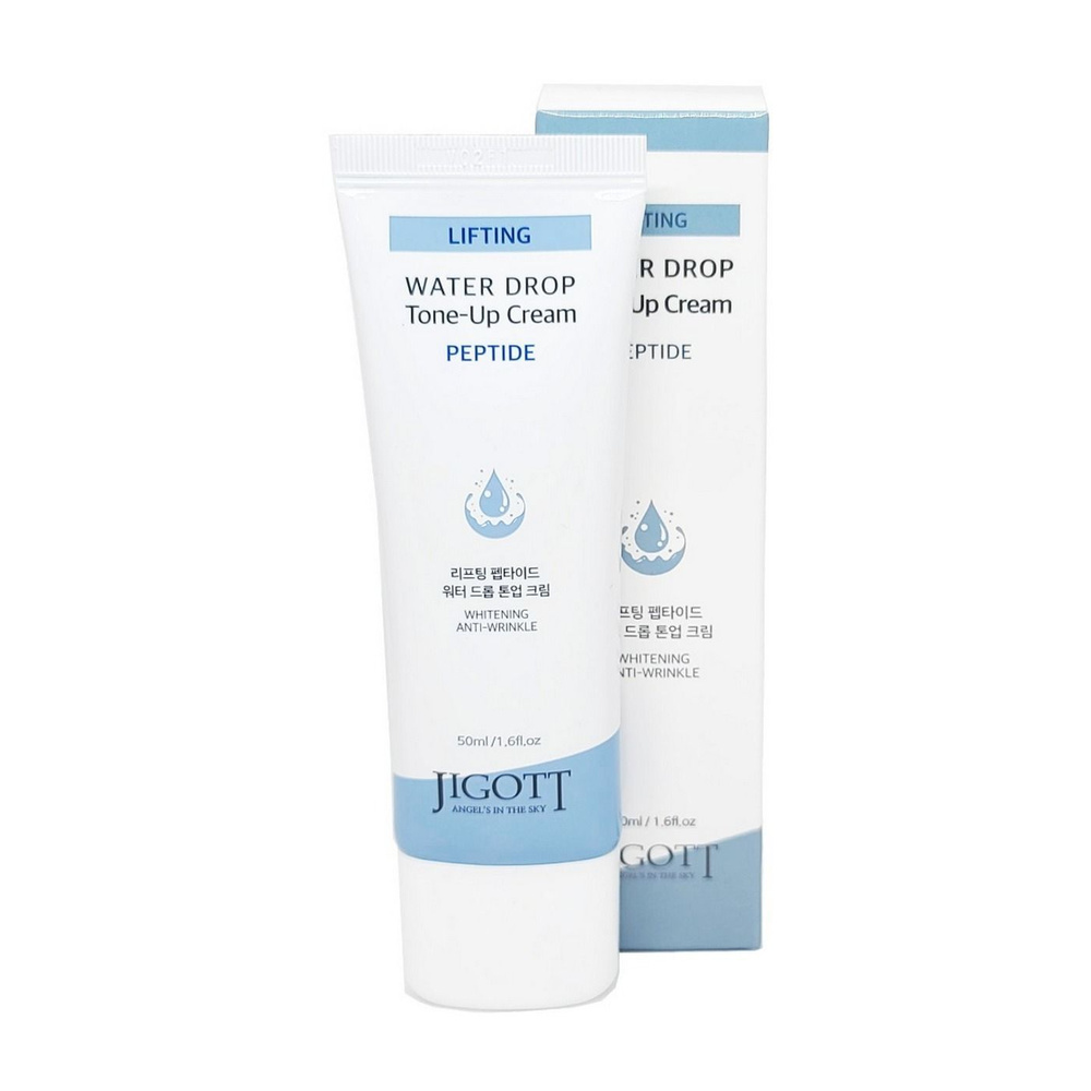 JIGOTT Lifting Peptide Water Drop Tone Up Cream Увлажняющий и выравнивающий тон крем для лица с пептидами #1