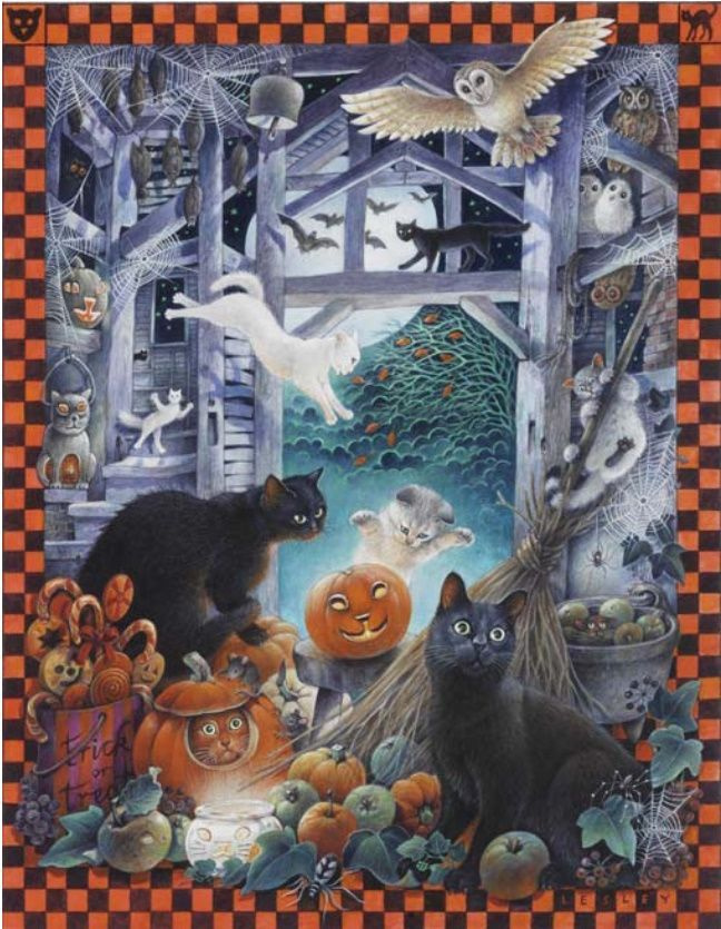 Схема для вышивки крестом HAED Lesleys Cats At Halloween/Кошки на Хэллоуин  #1