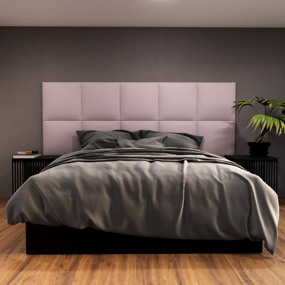 Мягкие стеновые панели, изголовье кровати, размер 50*50, комплект 1шт, цвет бледно-розовый  #1