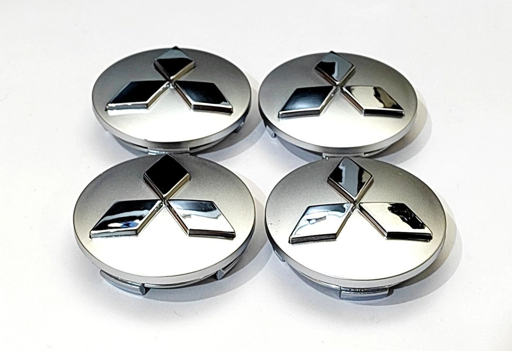 Колпачки на диски ступицы Митсубиси 60 мм серебро хром в комплекте 4 шт. 04947-4  #1