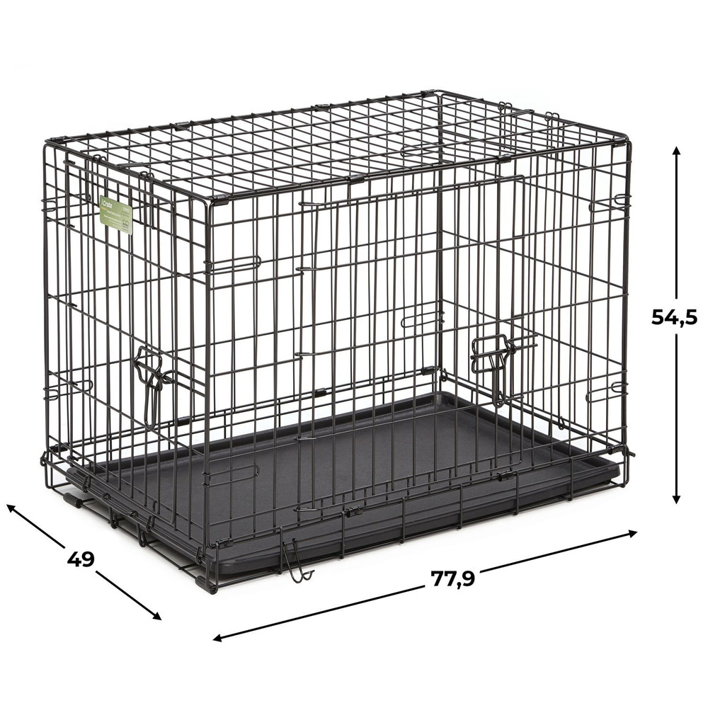 Клетка MidWest iCrate для собак 77,9х49х54,5h см, 2 двери, черная 1530DD  #1