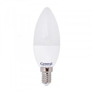 Светодиодная LED лампа General свеча E14 8W 6500K 6K 35x105 пластик/алюмин. 638400 (упаковка 16 штук), #1