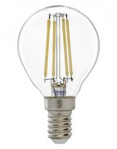 Светодиодная LED лампа General филамент Шар E14 15W 2700K 2K 35x98 (нитевидная) празрачнаяGLDEN-G45S-15-230-E14-2700 #1