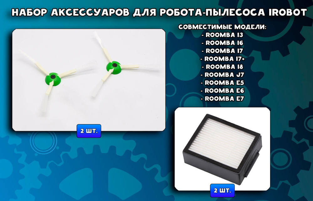 Комплект фильтров и щеток для робота-пылесоса Irobot Roomba i3, i6-i8, i7+, j7, E5, E6, E7  #1