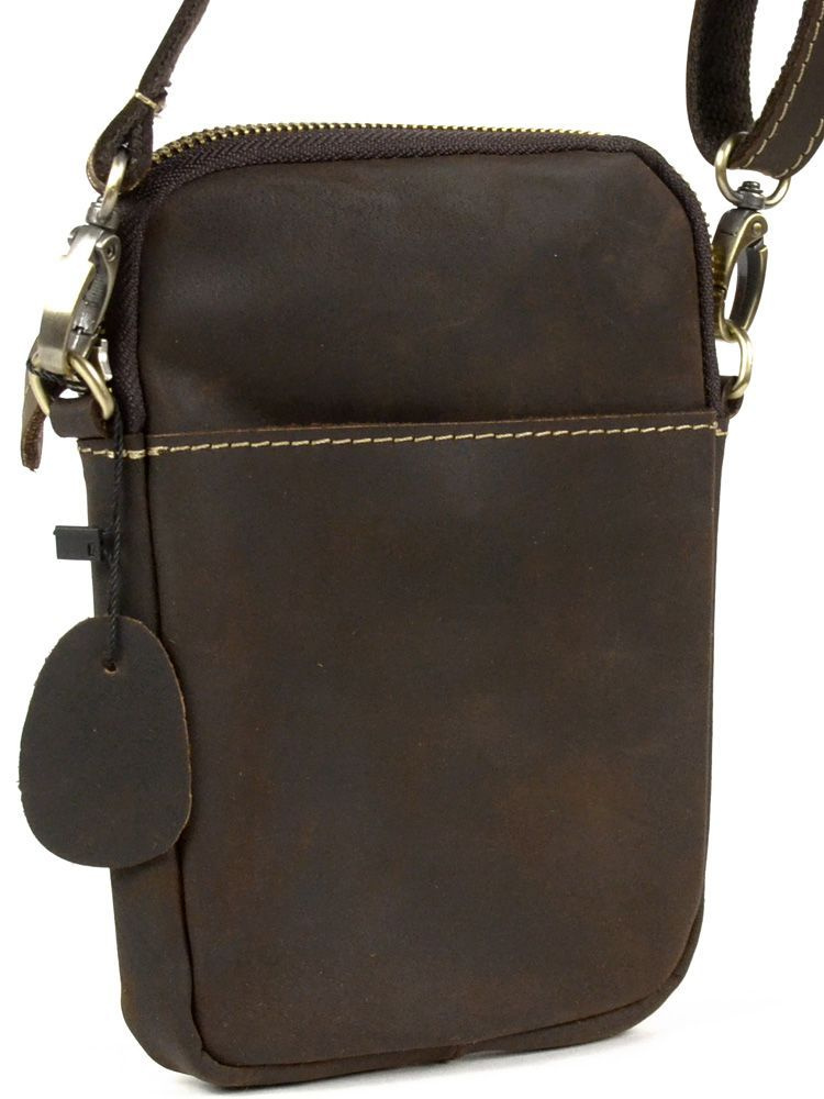 Мужская сумка планшет через плечо из натуральной кожи темно-коричневый 19х13х2 см  #1
