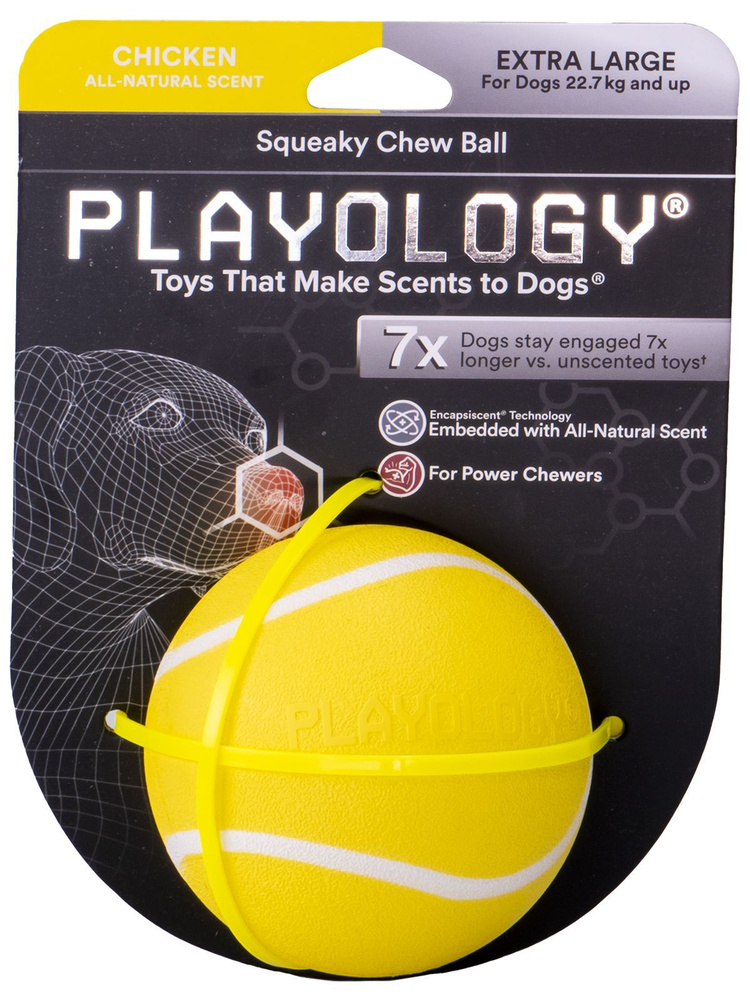 Playology SQUEAKY CHEW BALL хрустящий жевательный мяч для собак с пищалкой и с ароматом курицы, 8 см, #1