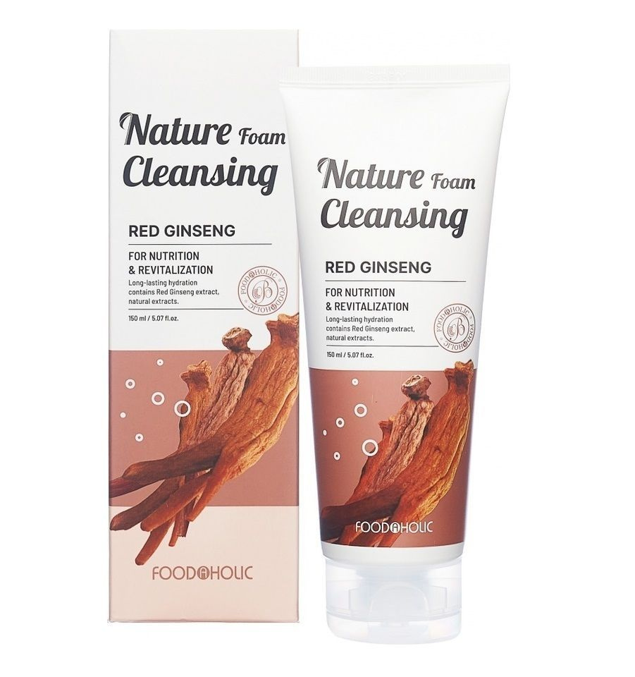 FOODAHOLIC Увлажняющая пенка для умывания с красным женьшенем NATURE FOAM CLEANSING #RED GINSENG 150 #1