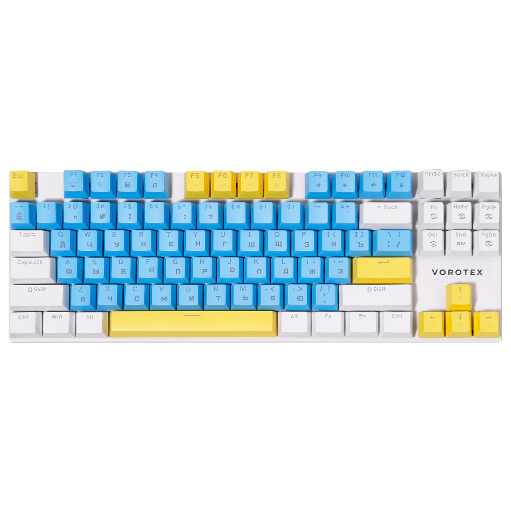 Клавиатура игровая проводная VOROTEX K87S Blue Switch, русская раскладка (Cиний,белый,желтый)  #1