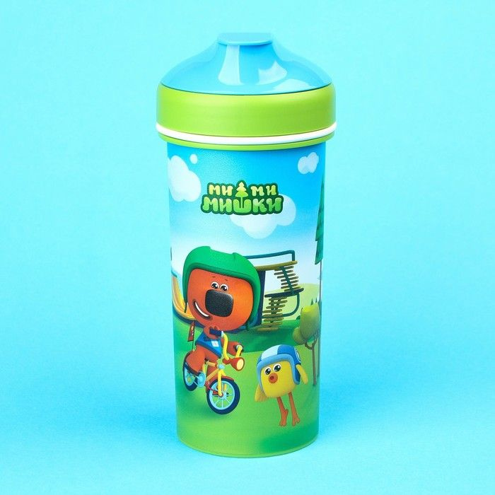 Бутылка детская "Ми-Ми-Мишки" с петлей, 400 мл., цвет зеленый  #1