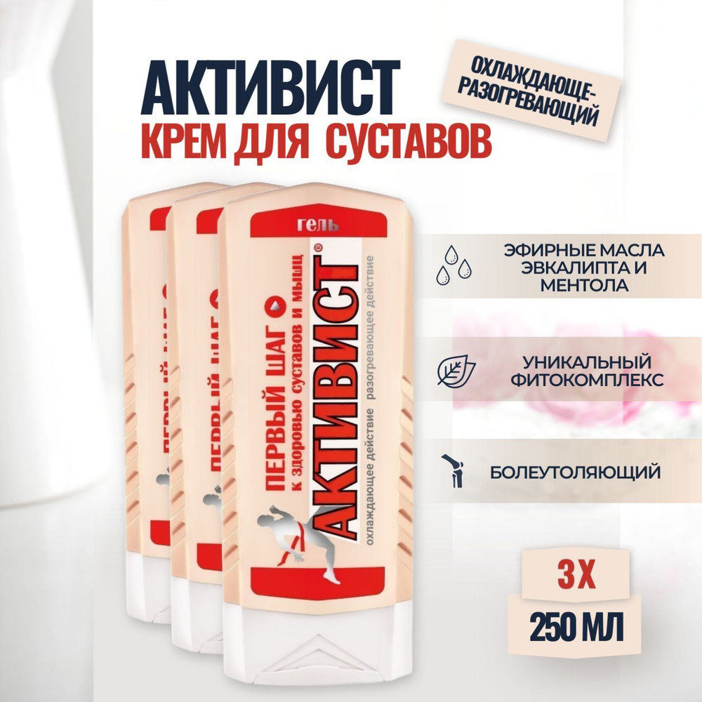 Гель для ухода за кожей в области суставов Ваше Хозяйство Активист 250 мл, 3 шт в упаковке  #1