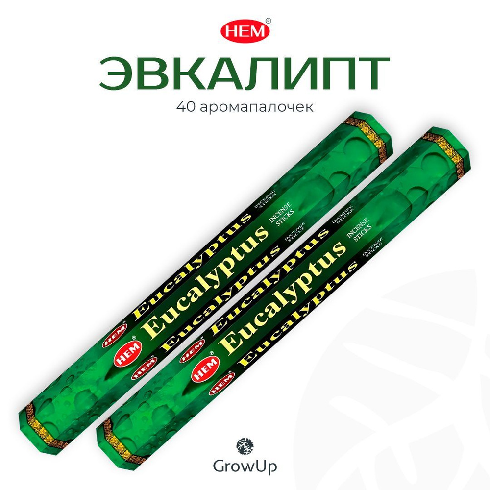 HEM Эвкалипт - 2 упаковки по 20 шт - ароматические благовония, палочки, Eucalyptus - Hexa ХЕМ  #1
