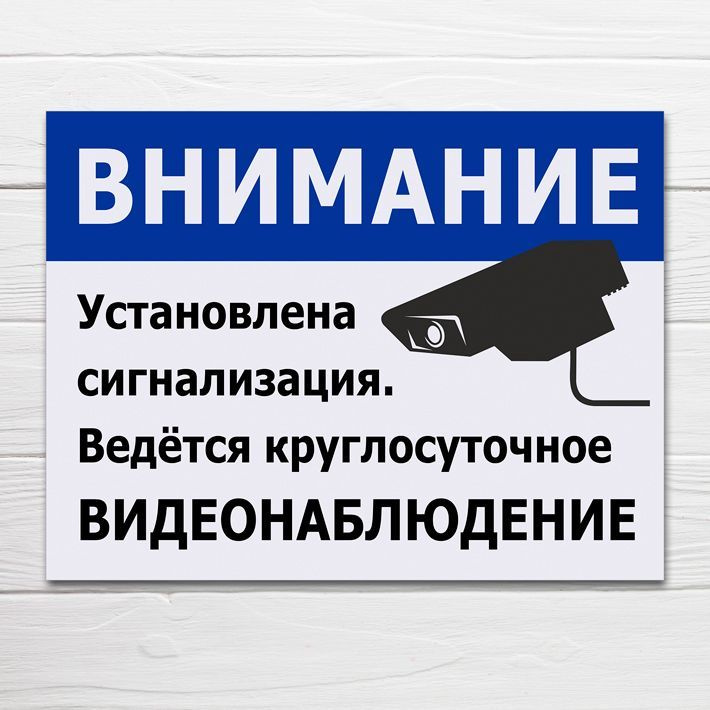 Табличка "Установлена сигнализация. Ведётся видеонаблюдение",33х25 см, ПВХ  #1