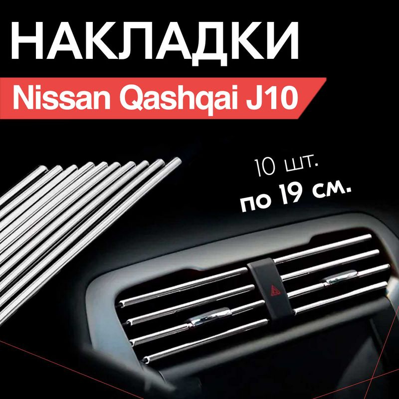 Молдинг декоративный для Nissan Qashqai J10 / Ниссан Кашкай J10, тюнинг салона / Накладки на дефлекторы, #1