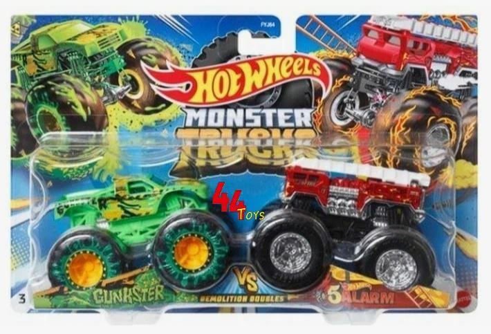 Набор машинок Hot Wheels Monster Trucks Монстр-трак Взаимное уничтожение 2 шт. Gunkster vs 5 Alarm HLT69/ #1