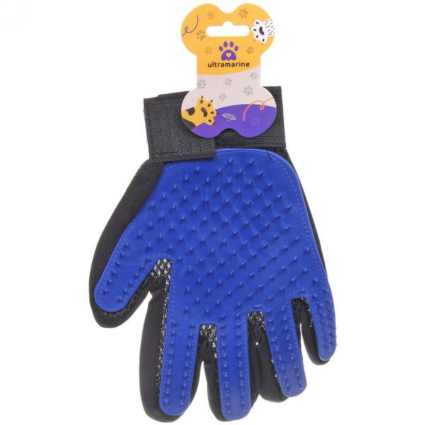 Расческа - перчатка для собак и кошек "ЛАПКИ и ЦАРАПКИ", на липучке, цвет синий, 23см  #1