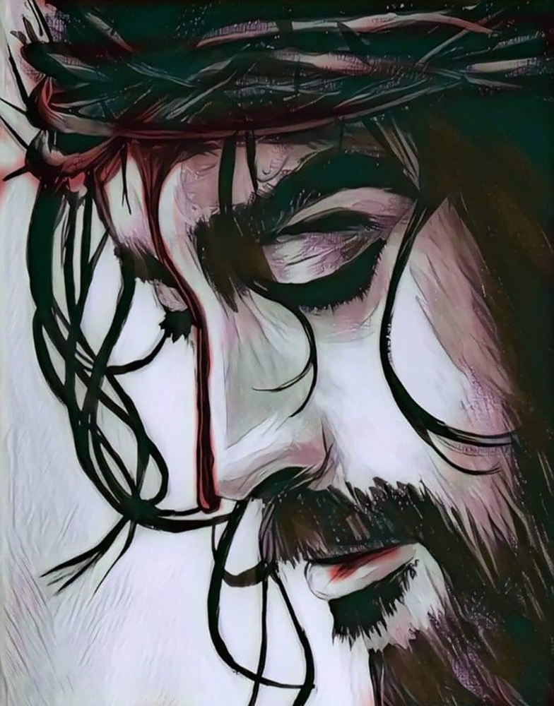 Картина по Номерам 40х50 Иисус в терновом венце / набор для рисования на холсте  #1