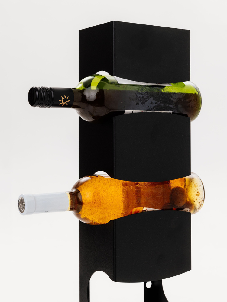 Подставка для бутылок декоративная / бутылочница для вина 3 секции черная  #1