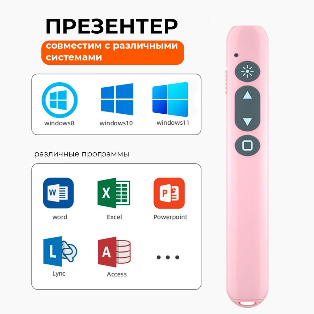 Презентер/пульт для презентаций розовый/лазерная указка с USB  #1