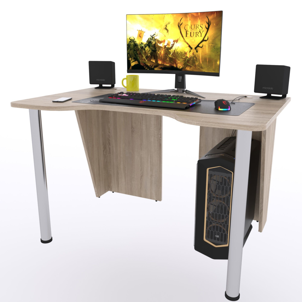 Прямой компьютерный стол "Лакер", 140х80х75 см, дуб сонома #1