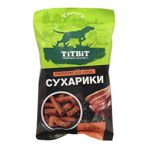 Titbit / Лакомство Титбит для собак Сухарики со вкусом бекона, 55 гр  #1