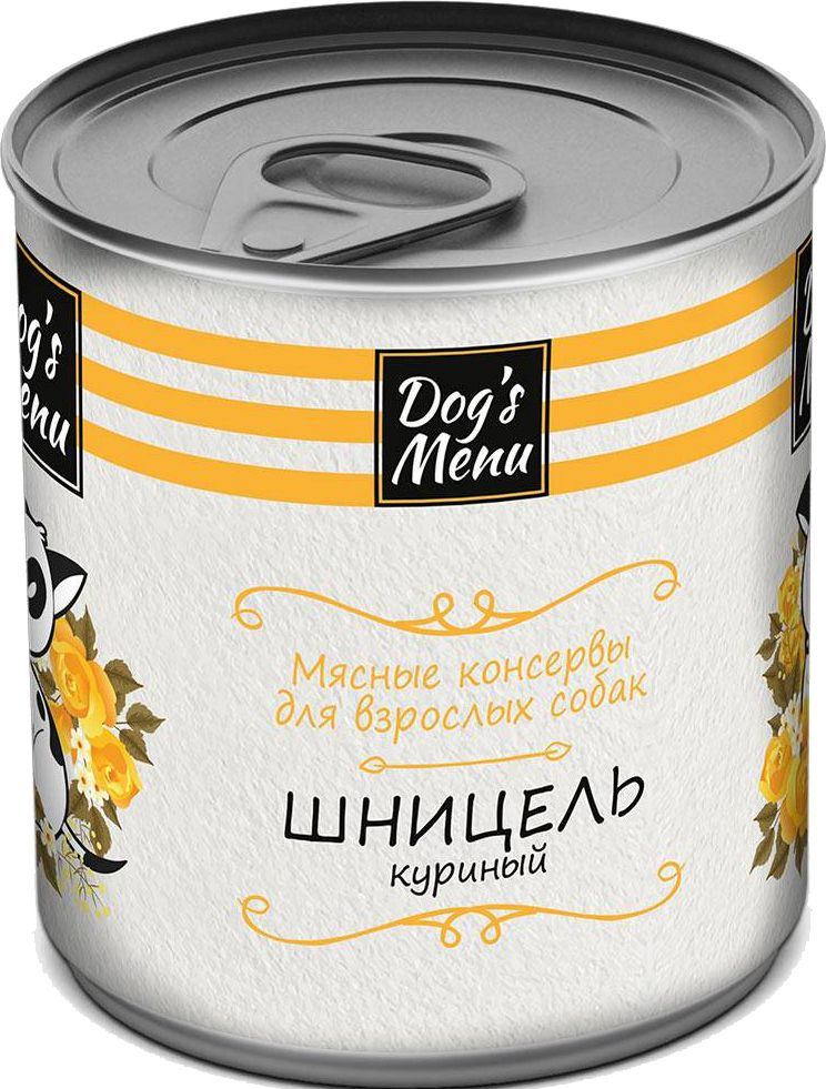 Консервы для собак Dog s Menu / Догс Меню Шницель для взрослых животных из курицы 340г / корм влажный #1