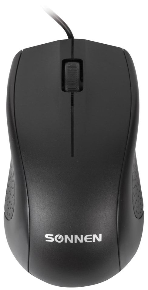 Мышь проводная Sonnen М-201 USB 1000dpi 2 кнопки+колесо-кнопка оптическая черная 1шт  #1