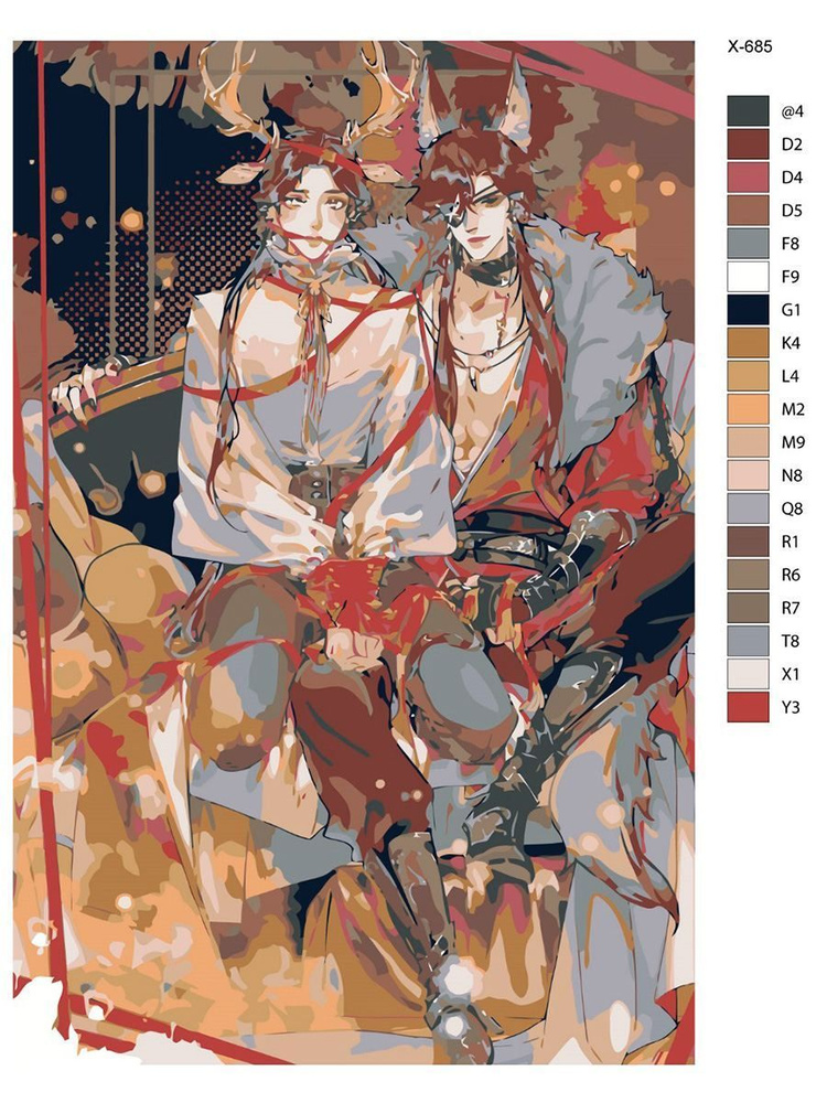 Картина по номерам X-685 "Аниме - Благословение небожителей. Чэн Хуа и Лянь Се" 40х60  #1