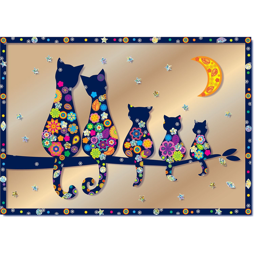 Набор для творчества изготовление картины "Семья котов" (аппликация антистресс)  #1