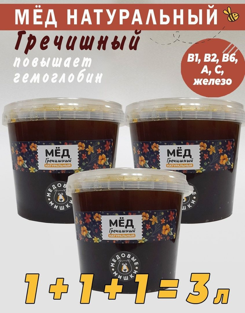 Мёд Гречишный 3л натуральный 4,2 кг #1