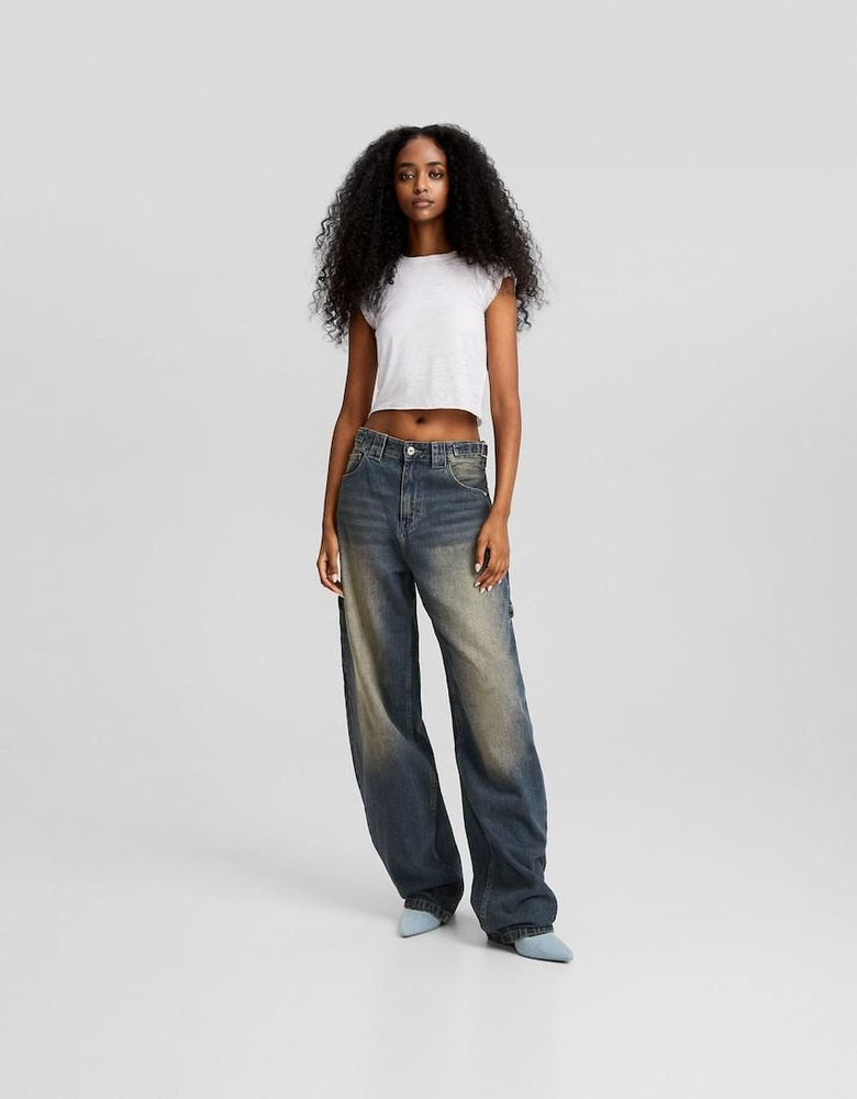 Jeans denim bershka deals
