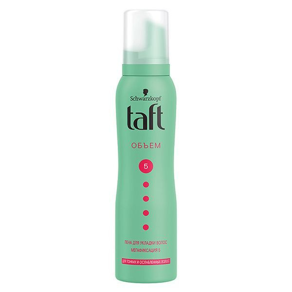 Пена для укладки волос Taft "Объем", мегафиксация 5, зеленый флакон, 150 мл  #1