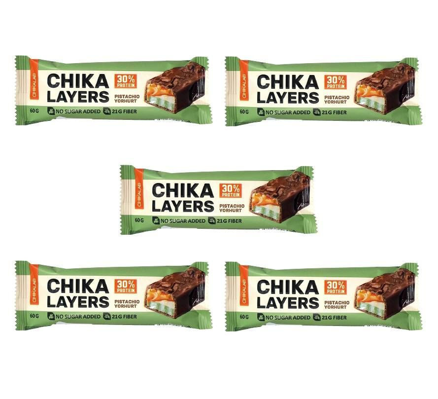 Протеиновый батончик в шоколаде Chikalab Chika Layers 5ти слойный Без сахара Фисташковый йогурт, 60 гр #1