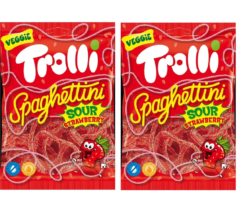 Мармелад Trolli Spaghettini Sour Strawberry 2 уп по 100гр #1