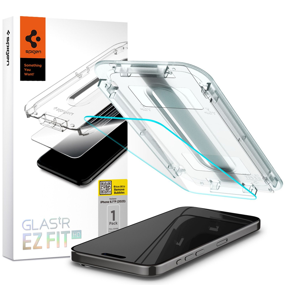 Защитное стекло Spigen на iPhone 15 Pro (AGL06898) Glass tR EZ Fit HD 1 шт / Спиген стекло для Айфон #1