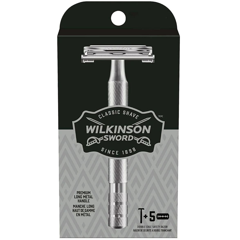 Т-образная бритва Wilkinson Sword Classic Double Edge Premium, сменные лезвия 5 шт.  #1