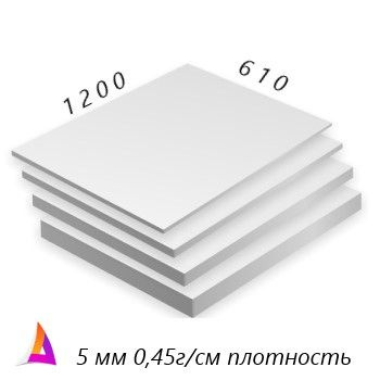 ПВХ пластик 5мм 0,45г/см 1,20м х 0,61м белый #1