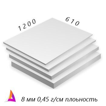 ПВХ пластик 8мм 0,45г/см 1,2м х 0,61м белый #1