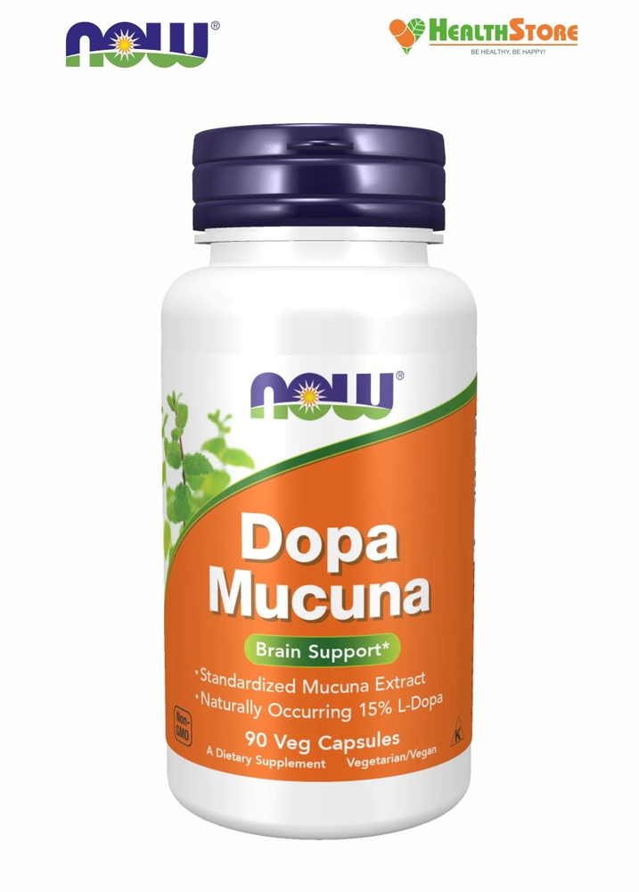 NOW Dopa Mucuna 90 капсул Антиоксидант допа мукуна нау для поднятия дофамина, энергии, жизненных сил #1