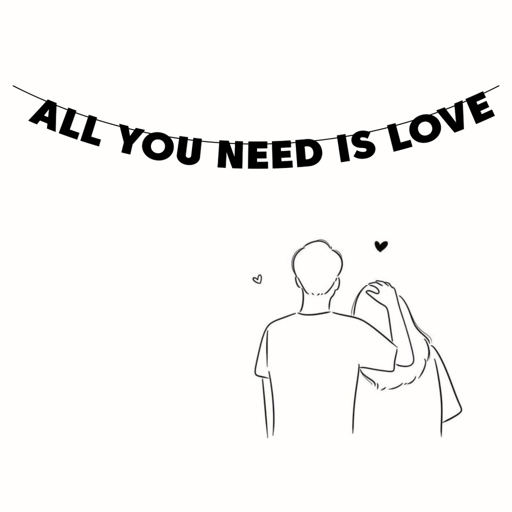 Гирлянда бумажная растяжка из букв черная - ALL YOU NEED IS LOVE #1