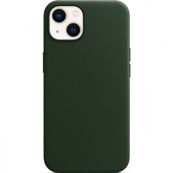 Кожаный чехол MagSafe для iPhone 13 / с анимация / Leather Case with MagSafe / тёмно-зелёный  #1
