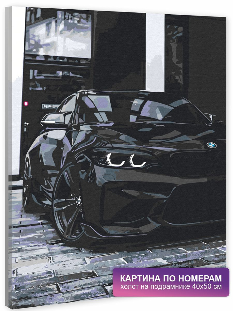 Картина по номерам на холсте с подрамником 40х50 см. Автомобиль, машина. "BMW ", арт. 4309/  #1