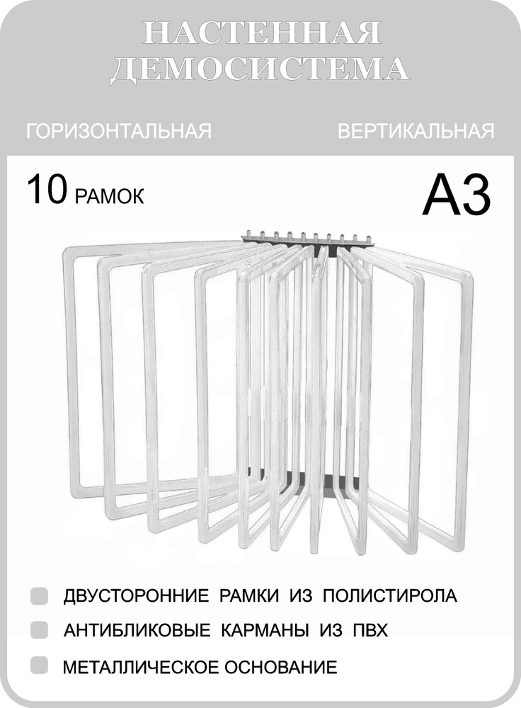 Демонстрационная настенная перекидная демо система А3 на 10 карманов  #1