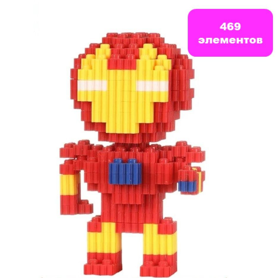 3D конструктор Miko M, пластиковый, развивающий, мини - блоки, 3Д модель - Железный человек  #1