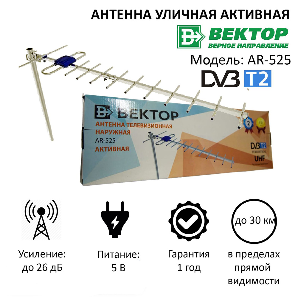 Антенна уличная всеволновая "Вектор" AR-525 для приема цифрового ...