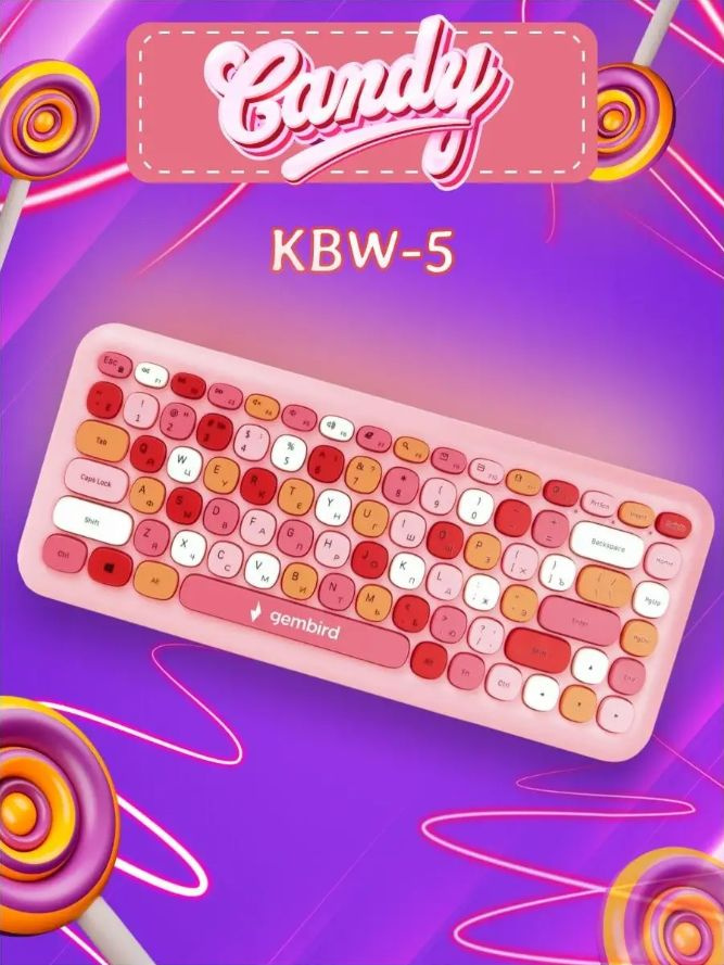 Беспроводная розовая клавиатура KBW-5 #1