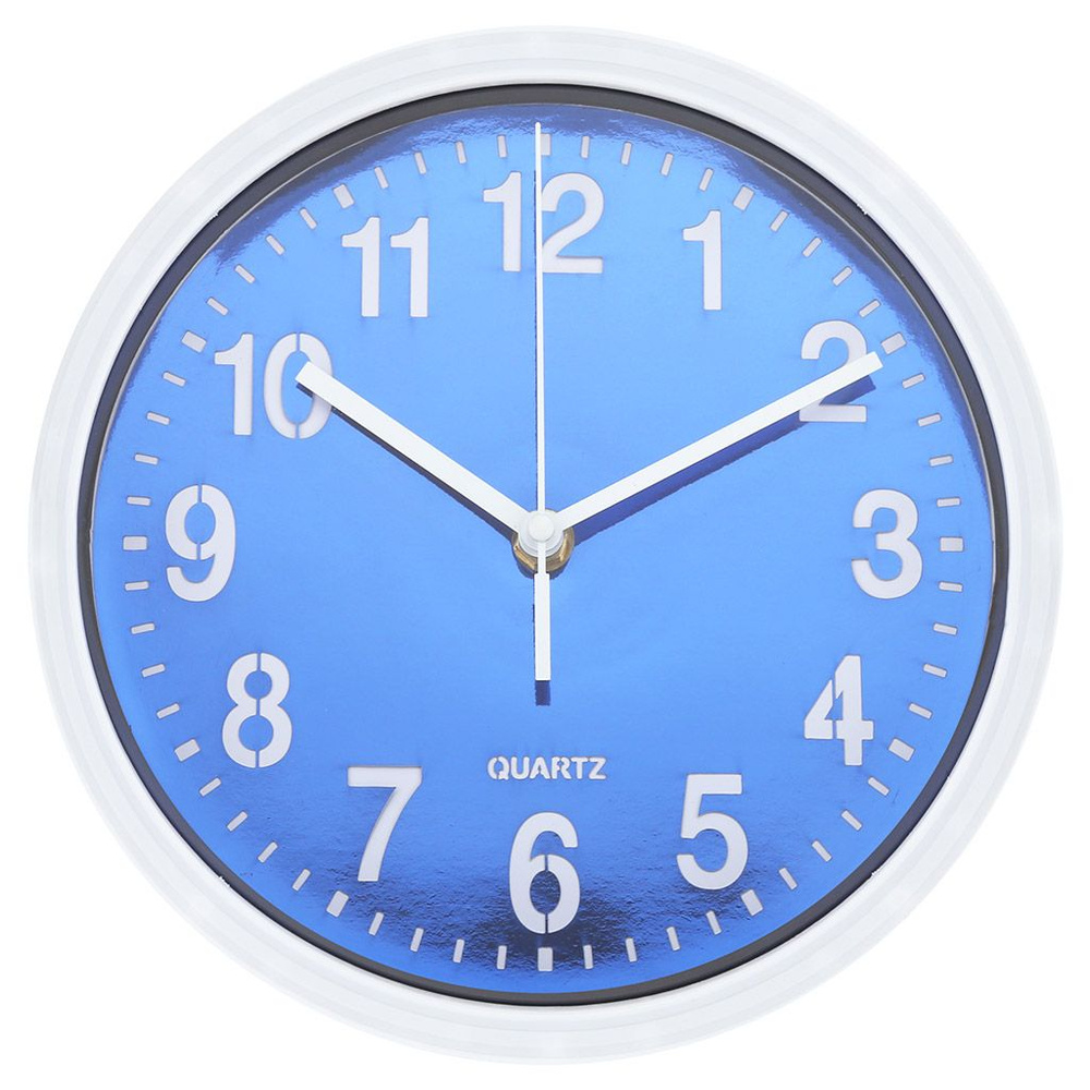 Часы настенные Неон д22,5х4,2см мягкий ход циферблат - синяя пленка пластм. белый в коробке  #1