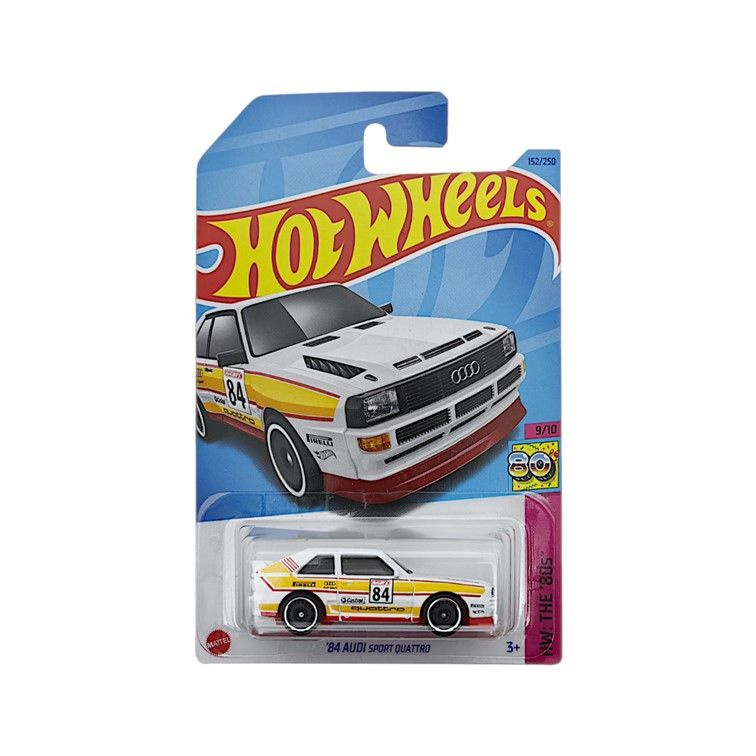 HKJ66 Машинка металлическая игрушка Hot Wheels коллекционная модель 84 Audi Sport Quattro белый;желтый #1